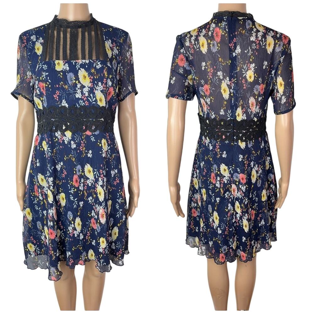 Anthropologie x Foxiedox Andora Floral Print Sheer Short Party Dress
